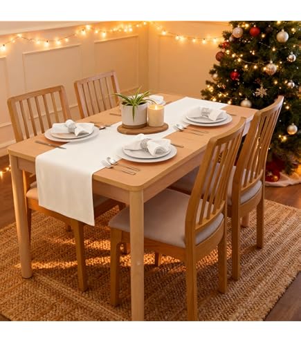 Encasa XO Chemin De Table En Chenille Fine Pour Salle à Manger Avec Bout En V