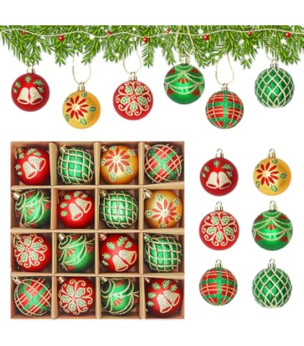 24 Mini Boules De Noël En Verre Scintillant - Multicolores (rouge, Vert, Or, Bleu) - Décoration Vintage Pour Sapin Et Intérieur