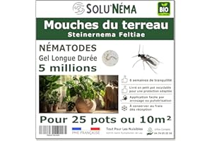 TOUT POUR LES NUISIBLES SOLUNEMA - Nématodes SF Contre Les Mouches du Terreau 5 millions - Formulation Gel Longue Durée pour traiter de 20 à 25 pots - Traitement biologique et efficace - efficacé redoutable