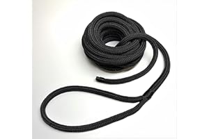 ROTA MARINE Dockline Corde d'amarrage en polyester à double tresse, prête à l'emploi (noir, 14 mm, 6 m)