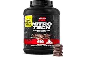 MUSCLETECH Proteiny w proszku, nitro-Tech izolaty białkowe i peptydy, proteinowy proszek do budowy mięśni, dla mężczyzn i kobiet, czekolada mleczna, 1,81 kg (1 opakowanie), (opakowanie może się