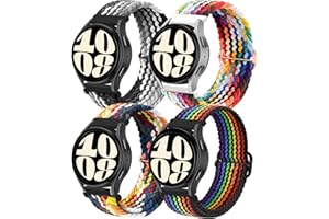 SOLOLUP 4 Piezas Correa Nylon para Samsung Galaxy Watch 7/6/5/4/FE 40mm 44mm/6 Classic 43mm 47mm/Watch 5 Pro 45mm/4 Classic 42mm 46mm,20mm Tejido Nailon Elástico Correa Deportiva de Repuesto para Mujer Hombre