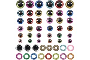 TOAOB THE ONE AND ONLY BABY TOAOB 120pcs Yeux de Sécurité Ronds en Plastique de Poupée en Paillettes Nontissés 10 Couleurs 10mm 12mm 14mm 16mm 18mm 20mm avec Rondelles pour Marionnettes Animaux en Peluche
