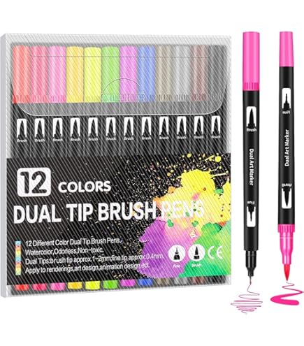 Artecho 120 Dual Tip Brush Pennen, Kleurpennen pennen voor Volwassene, Kleurboeken, Kalligrafie, Tekenen, Schetsen, nylon tip voor Kunstenaars, Beginners