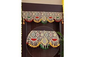 TIED RIBBONS 36 Inch Multicolored Designed Toran Toranam for Door & Indian Puja Decorations | Wall Hanging Toran Bandhanwar for Ganesh Chaturthi, Diwali Decorations