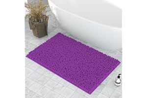 DTXDTech Bathroom Mat, Non Slip Bathroom Mat, Chenille 50x80 cm Toilet Rug, Soft and Absorbent Bath Rug Set for Bathroom, Bedroom(Deep Purple)