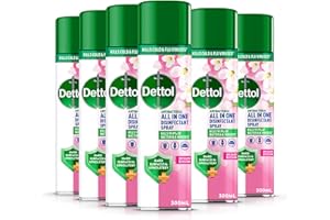 Dettol All In One Disinfectant Spray, Orchard Blossom, 6 x 300 ml Multipack, Fresh Pet & Shoe Sanitiser, Sofa Cleaner, Antibacterial Liquid, Ideal for Home Hygiene