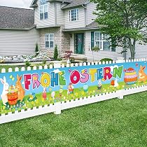 YQUQWN Happy Easter Banner – XXL Osterdekoration 308x50 Cm Für Drinnen & Draußen, Frühlings-Party-Deko