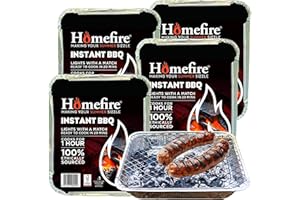 Disposable Portable BBQ Grill Tray - Pack of 4 Instant Light Charcoal Barbecues Grill Tray with Topline Card for Garden BBQs, Camping BBQ, Fishing or Picnic Set