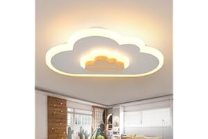 AOEH Plafoniera a LED lampada da soffitto creativo nuvole,con telecomando dimmerabile legno lampadario bambini 50W bianche moderne Plafoniera per soggiorno camera da letto camera dei bambini,80cm