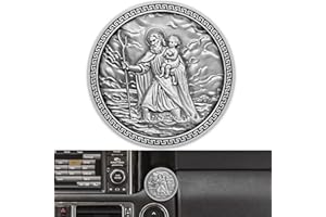 ‎ANWLKI Anwlki Heilig Christophorus Auto Plaketten Ø 4cm Heiliger Christophorus Medaille Beschutze Uns Komm Gut Heim Geschenk mit Magnet und 1 Eisenstück, 3 Doppelseitig Klebende Aufkleber (Altes Silber)
