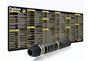 excovip Python Shortcuts Tapis de Souris, 80 x 30 cm XL Tapis de Souris de Jeu, Feuilles de triche Python, sous-Main pour ingénieurs de logiciels