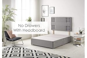 Bed Centre Tweed Gray Flexby Divan Bed Base - Headboard And Storage Drawer (Single, Small Double, Double, King and Super King Size (Double, Divan Base With Headboard No Drawer)