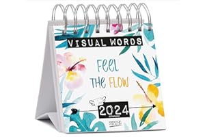 Visual Words Aquarell 2024: Aufstellbarer Typo-Art Postkartenkalender. Jede Woche ein neuer Spruch. Hochwertiger Wochenkalender für den Schreibtisch
