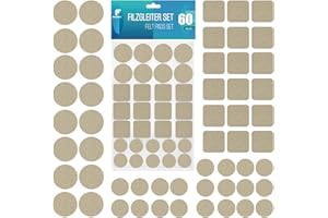 shinfly Filcowe podkładki meblowe, ochrona podłogi, beżowe, samoprzylepne podkładki na nogi krzesła, odporne na zarysowania i redukują hałas, dla ochrony podłóg z twardego drewna, 60 szt