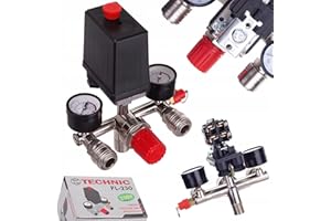 TC TECHNIC Regolatore di pressione 230 V con formaforma a pressione t er con 2 puntatori di misura da 0 a 12 bar, filo maschile 1/2" (~ 21 mm)