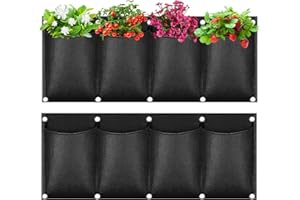 CLVSYH 2 Pcs Sac de Plantation Suspendu, 4-Poches Sacs de Plantation Murale, Jardinière Murale Extérieur Sac à Plantes, Sacs de Plantation Vertical, 65 * 26 cm Pour Balcon YardGarten Home Décoration (A)