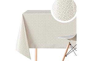 KP HOME Tovaglia in PVC facile da pulire con un panno, con fiori retrò beige, rettangolare, 300 x 140 cm, 118 x 55 cm, per tavolo fino a 10 posti, tovaglia in plastica impermeabile, tovaglia da cucina