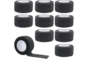CDRPD 10 Rotoli Benda Elastica Coesiva,Benda Coesiva,Benda Elastica Autoadesiva,Garza Ipoallergenica e Traspirante,per Bendaggio Funzionale Sportivo e Adesivo(2,5cm*4,5m,Nero)