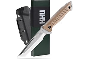 KHU Couteau à lame fixe Couteau de survie bushcraft - Acier 420HC Nylon Plastique poignée, Outdoor chasse Camping Accessoires - Avec étui Kydex - 23A