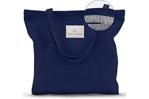 Emma Jonasson tote bag femme avec Fermeture éclair et Poche intérieure - sac cabas femme et Sac fourre tout femme A4 Grand Capacité - sac fourre tout femme, Aesthetic Sac a Main Femme Coton