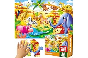 QUOKKA Gigantyczna Układanka Podłogowa Od 3 4 5 – 60 X 90 Cm, 48 Elementów, Puzzle Od 2 3 4 Lat – Duże Zabawki Od 3 4 Lat – Prezent XXL Africa Dla Chłopców I Dziewcząt Od 5 6 Lat