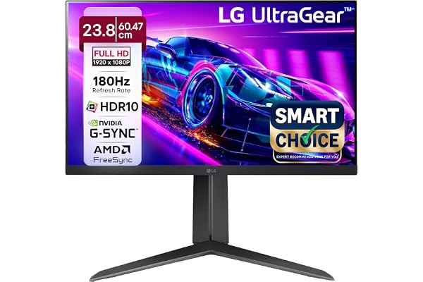 LG 24GS65F Smartchoice 60.47cm (23.8Inch) Ultragear FHD (1920x1080) IPS Gaming Monitor, 180Hz, 1ms, NVIDIA G-SYNC Compatible,