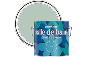 Rust-Oleum Peinture Verte Résistante à l'eau pour Murs de Salle de Bains, Finition Mate - Vert d'eau 2.5L