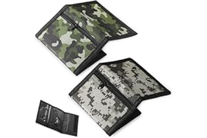 Saillong 2 Pcs Portefeuilles à Trois Volets Porte-Monnaie Fin Mini Portefeuille Zippé Portefeuille de Sport pour Garçons Ado Enfants Hommes Cadeaux Anniversaire Extérieur (Vert Armée, Gris Clair)
