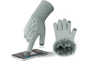 MAGISDU Guantes Mujer Invierno Tactiles Lana de Alpaca Forro Polar Guantes Termicos con Jacquard Antideslizantes para Smartphones y Tabletas Frio Correr Ciclismo Esquiar Nieve Conducir Deporte