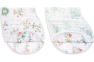 aden + anais Lot de 2 bavoirs d’épaule burpy bib® pour bébé prélavés en mousseline 100% coton, bavoirs absorbants, Garçon, Fille, 57cm x 28cm, 0-36 mois, Imprimé The Lion King