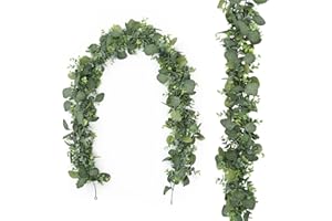 SOMYTING 2 Guirnaldas Artificiales de Hojas de Eucalipto de Color Verde para Colgar Plantas para Decoración de Pared de Arco de Telón de Fondo de Boda Mesa de la Casa de la Granja