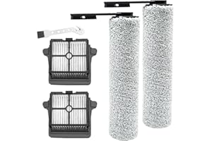 DianSung Brosse à rouleau + filtre pour Tineco iFloor 5 Breeze Complete aspirateur sec et humide pièces de rechange, ensemble d'accessoires 2 rouleaux de brosse + 2 filtres