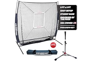PowerNet 12,7 x 12,7 cm Übungsnetz + Deluxe-Tee + Schlagzone + gewichteter Trainingsball-Paket, Baseball-Softball, Schlag-Coaching, Arbeiten Sie an Pitch-Genauigkeit, Bauen Sie Vertrauen auf die