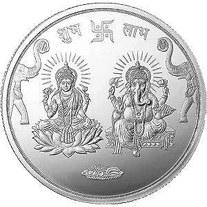 PRD CARATCAFE 5 Gram 999 Pure Silver Round Laxmi Ganesh Coin For Gift Bis Hallmark Certified