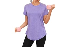 Gyabnw Camisetas Deportivas para Mujer de Manga Corta Camisetas Funcionales con Cuello Redondo Camiseta para Correr Fitness y Yoga