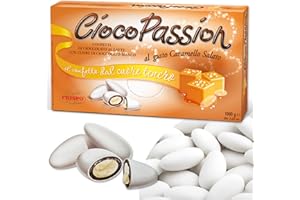 CAFFETTI Confetti al Caramello Salato Crispo CiocoPassion, Cioccolato al Latte con Cuore di Cioccolato Bianco, per Bomboniera Cresima, Comunione, Made in Italy, Senza Glutine (1 kg)