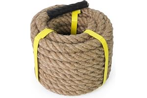 Aoneky Jute Rope - 14/16/20/25/30/40/50mm Heavy Duty Twisted Natural Hemp Rope for Garden, Tug of war, Nautical, Climbing Hammock and DIY Art Idea for Decor (22mm /8m)