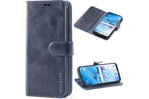 Mulbess Etui na telefon komórkowy Xiaomi Redmi Note 8T, etui na telefon komórkowy, skórzane, z klapką, miejsce na karty, styl vintage, ciemnoniebieskie