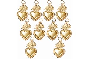 BEEFLYING 10 Pz Ciondolo ex Voto Sacro Cuore Smaltati in Metallo Placcato Oro Ciondoli Smaltati Pendenti con Risultati in Ottone per Gioielli Collana Bracciale Fare Forniture Artigianali