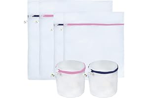 JUMPY MOO'S Bolsa para lavadora de JM con cremallera – Bolsa de lavado para ropa delicada, ropa interior, sujetadores, bolsa lavadora para almacenamiento y viajes – Bolsas para la colada (2L, 2M, y 2 Redondas)