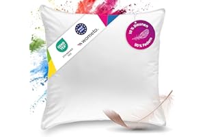 ‎WOMETO wometo Premium Oeko-TEX Feder- & Daunenkissen 80x80-90% Federn 10% Daunen Kopfkissen mit 1200 g Füllung Bezug Baumwolle weiß (Federkissen//Schlafkissen/Federkopfkissen)