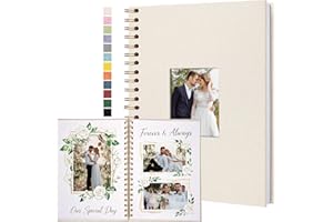 Yopih Album Photo Scrapbooking Couverture en Lin 28x20,5 cm, Pages Blanches en Papier Kraft Rigide pour Mariage Voyage Baby Shower, 20 Feuilles/40 Pages, Beige