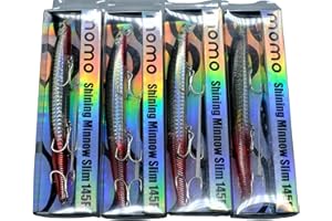 momolures - Shining Minnow Slim 145F Floating Silent Wire Weight Transfer System lure for Saltwater Bass Fishing