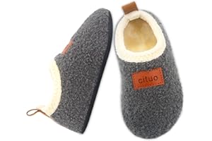Dream Bridge Kids Sherpa Fleece Slippers with Anti-Slip Sole for Boys Girls