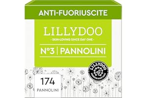 Pannolini LILLYDOO delicati sulla pelle - taglia 3 (6-10 kg), pacco scorta (174 unità), protezione contro le fuoriuscite, morbidi, senza profumi & lozioni e dermatologicamente testati
