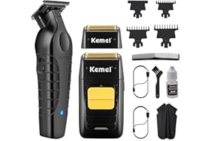 Kemei Afeitadora eléctrica y cortapelos para hombres, recortadora profesional sin espacios, afeitadora de cabeza inalámbrica para calvos, KM-2299,KM-1102