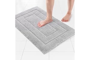 VSUSN Alfombra de Baño Antideslizante Alfombrillas de Baño Absorbente Alfombra Baño Alfombrilla Baño Extra Gruesa Alfombras Ducha Color Sólido, Cómoda, Acogedora y Lavable a Máquina(Gris,40 x 60 cm)