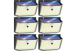 kolpop 208LED/6 Pezzi Luce Solare LED Esterno con Sensore di Movimento, 3 Modalità Faretto Lampada Solare da Esterno IP65 Impermeabile Lampade Luci Solari da Esterna per Giardino, Garage, Parete
