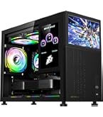 Mars Gaming MC-LCDPRO, Gaming ATX Gehäuse, IPS LCD Display 7.2 Anpassbar, Gebogenes Gehärtetes Glas Front und Seite, Doppelkammerstruktur, Unterstützung für Wasserkühlung bis 360mm, Schwarz
